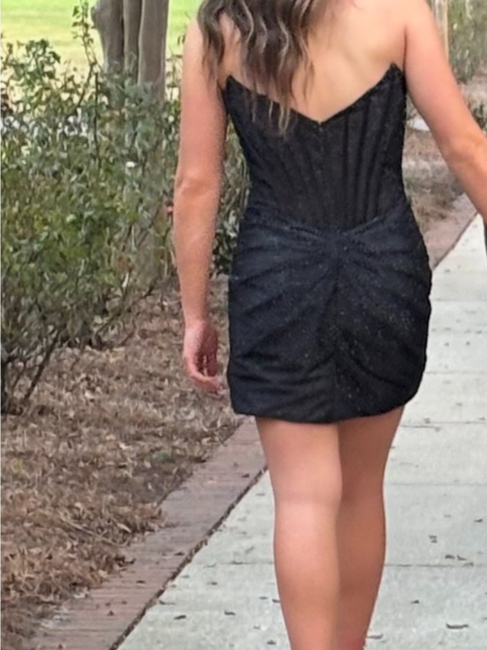 Sherri Hill Black Corset Ruched Mini Dress - Picture 2 of 7